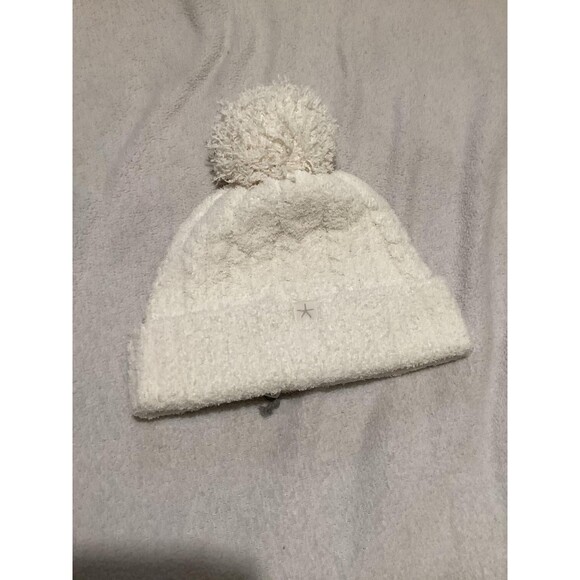 Barefoot Dreams Hat Beanie Womens One Size Cream CozyChic Cable Knit Pom New main image 5